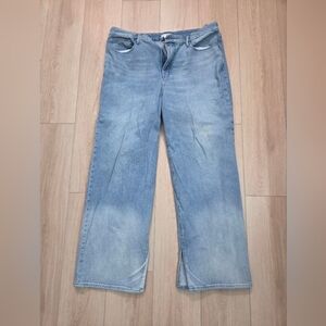 Good American Good Boy Relaxed Leg Jeans Light Wash Plus Size 18 Side Slit